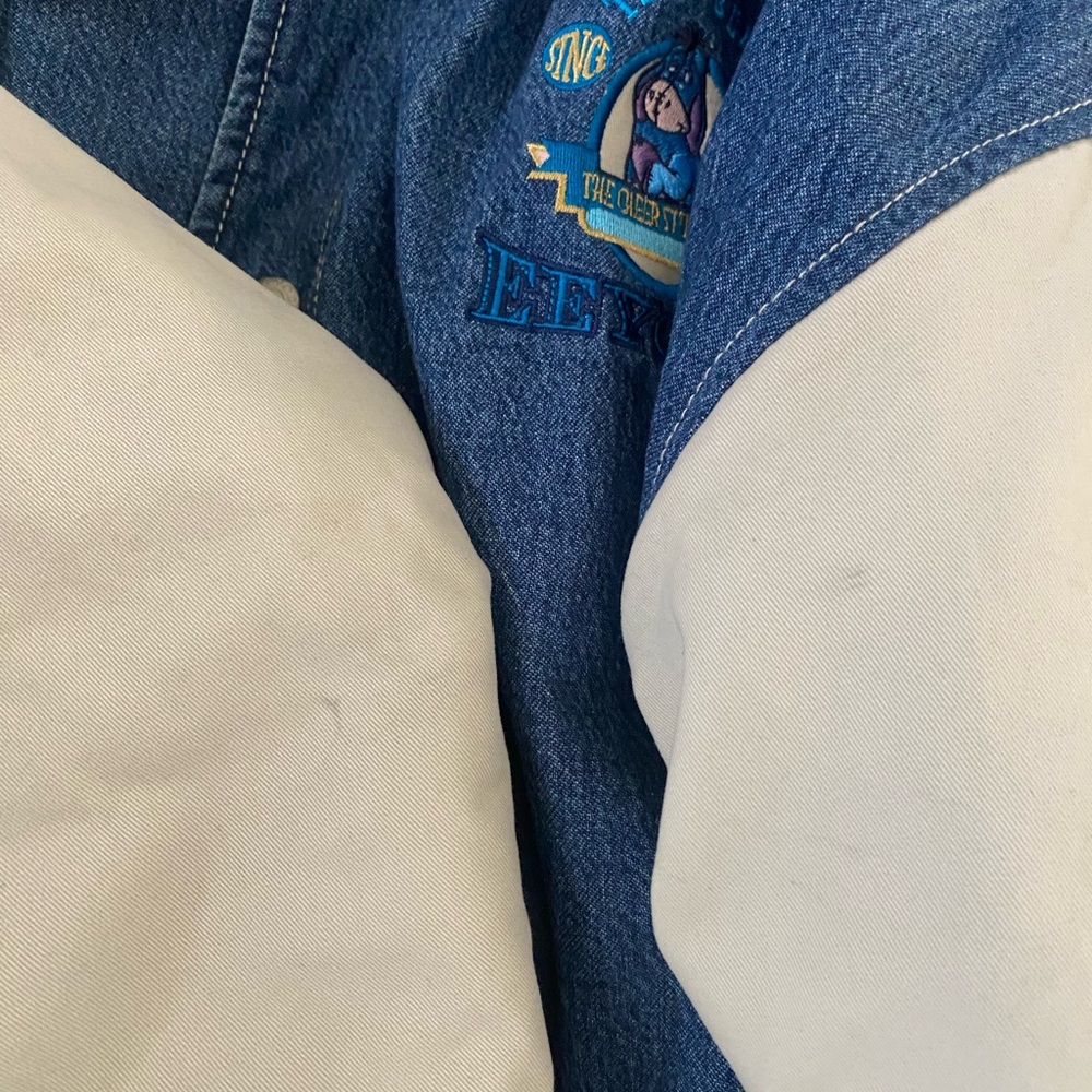 Vintage 2000s Eeyore True Blue Disney Cartoon Denim Hooded Jacket - Picture 11 of 16